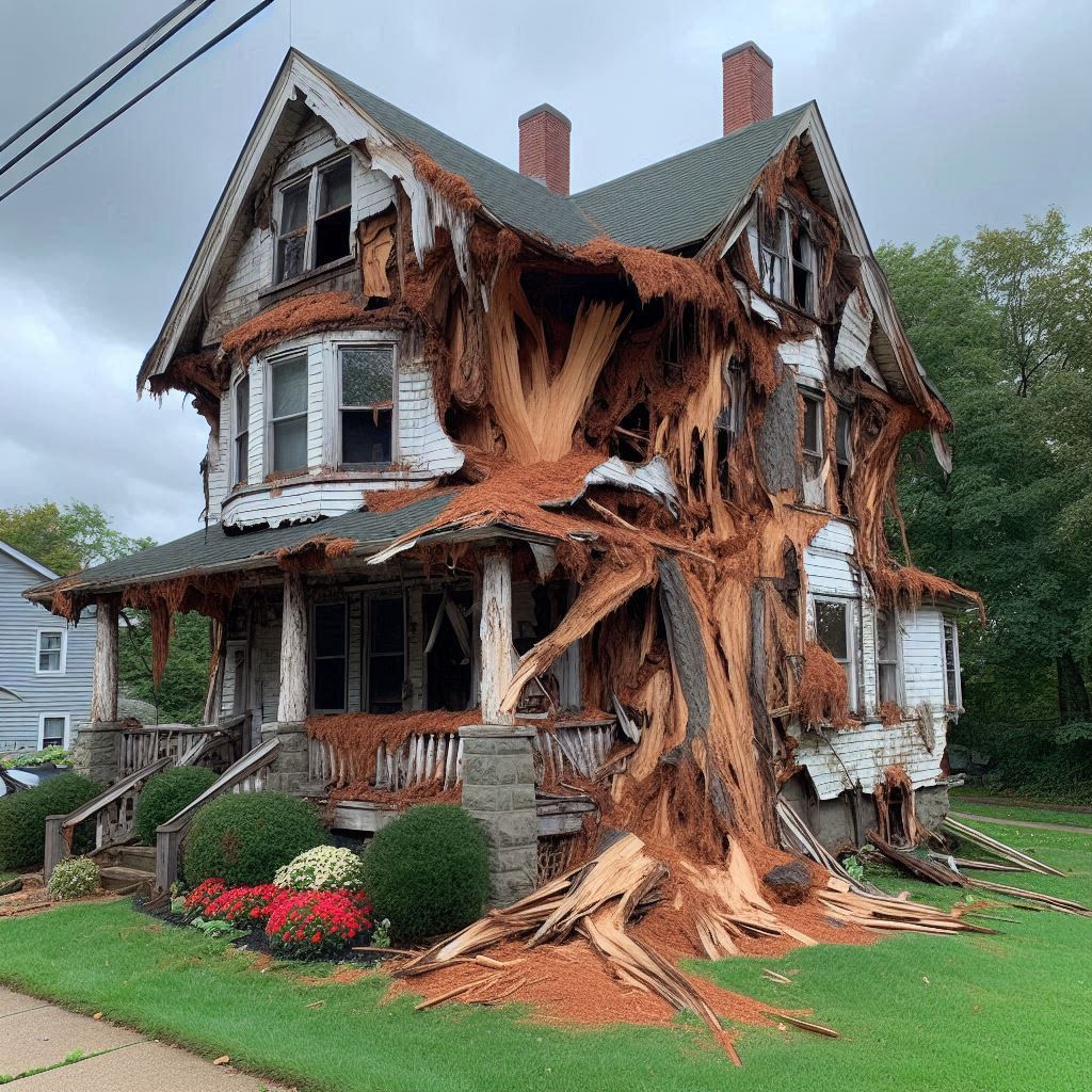 Damaged tree on an Paradise Valley home showing signs of disease and decay